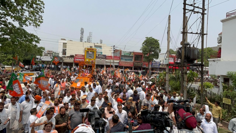 पंचकूला में भाजपा के राष्ट्रीय अध्यक्ष जेपी नड्डा का रोड शो