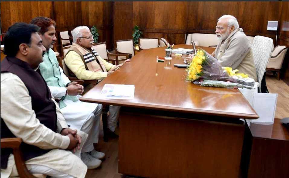 पीएम मोदी से मिले जींद के नवनिर्वाचित विधायक डॉ. कृष्णा मिढ़ा, सीएम खट्टर भी रहे मौजूद